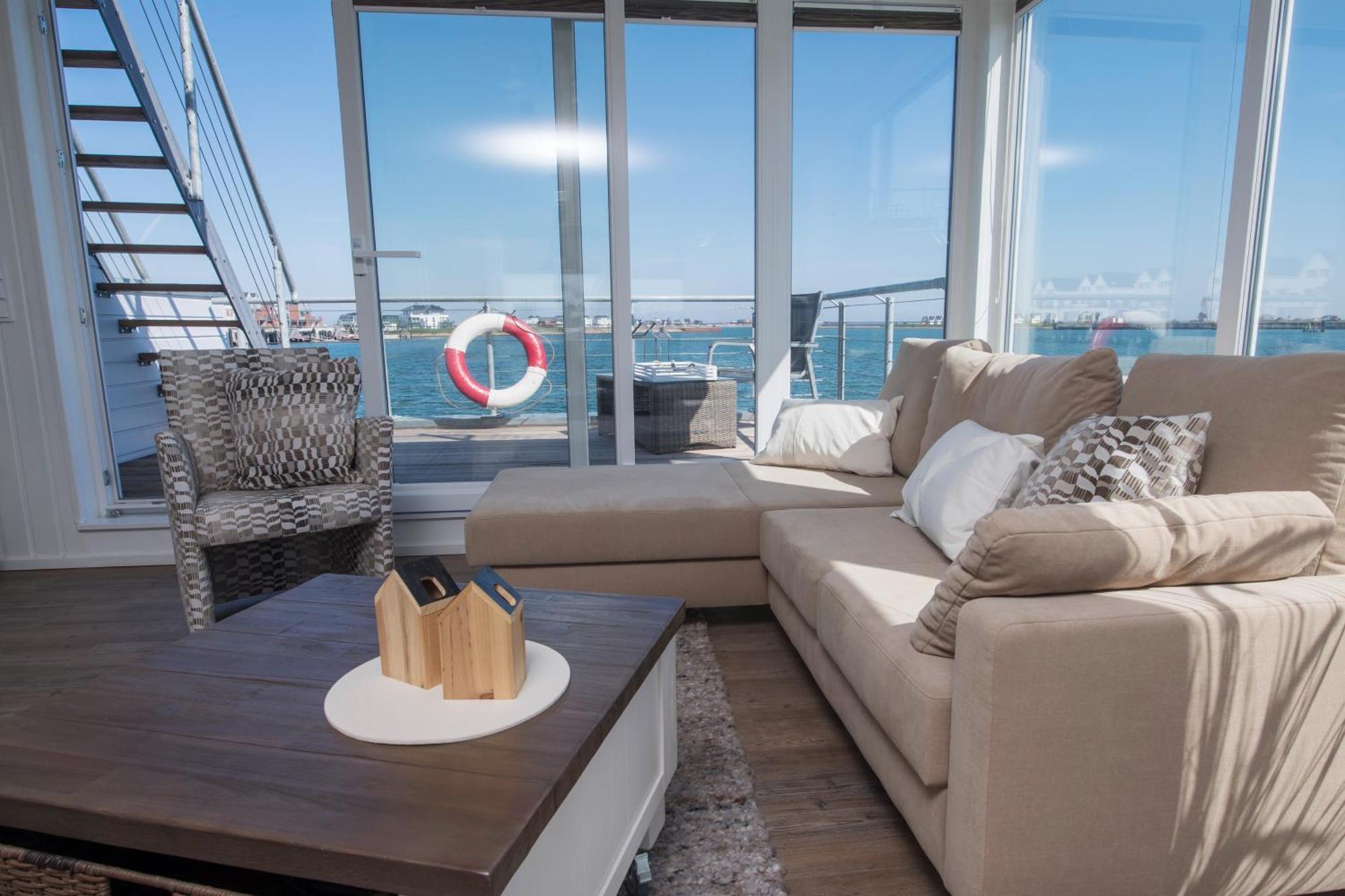 Schwimmendes Ferienhaus Antares One By Seeblick Ferien Oro, Rundum Wasser, Sauna Olpenitz Kültér fotó